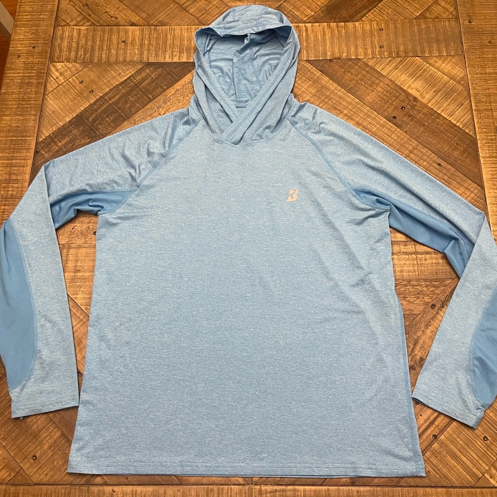 Men's Light Blue Hoodie Long Sleeve Tee